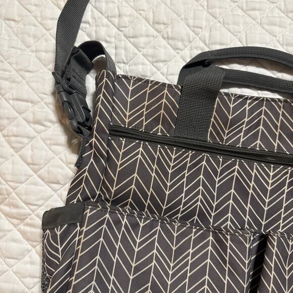 Skip Hop Duo Double Signature Diaper Bag Messenger Tote Gray Chevron 16x15x3.5" - Picture 4 of 8